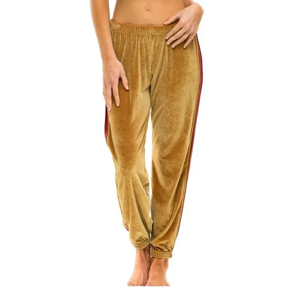 Aviator Nation Classic Sweatpants Gold Velvet Size Large Women’s - Picture 4 of 14